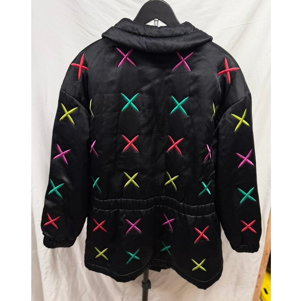Vintage 80's Escada Women's‎ 100% Silk Retro Colorful Quilted Satin Puffer Coat - Picture 7 of 13